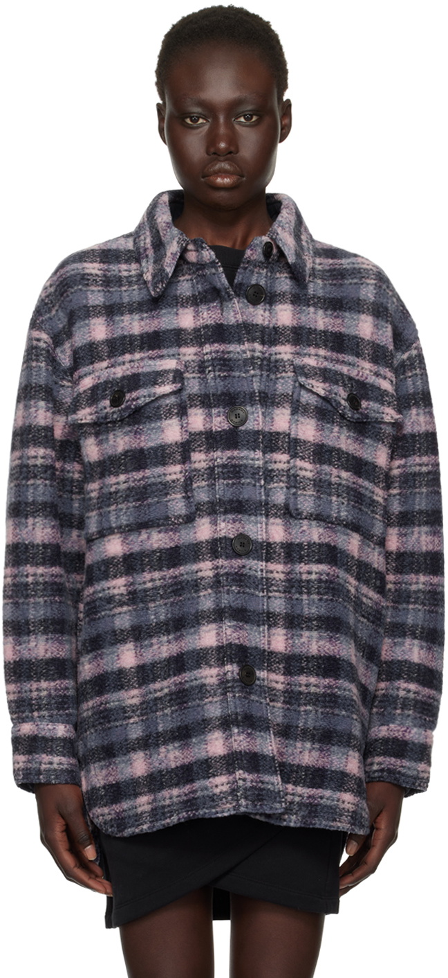 【関税&送料込】Marant Etoile Shirt Jacket Harveli Marant Etoile Harveli checked wool-blend shirt jacket Isabel