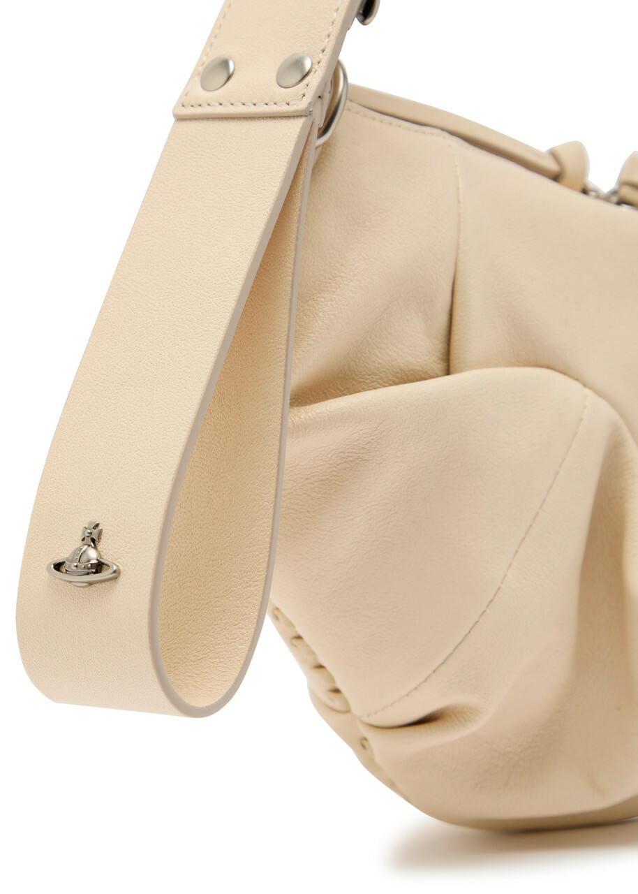 Vivienne Westwood Agnes Small Gathered Leather Shoulder bag - Cream - One Size