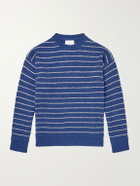 The Elder Statesman - Eyelash Striped Cotton-Blend Sweatshirt - Blue