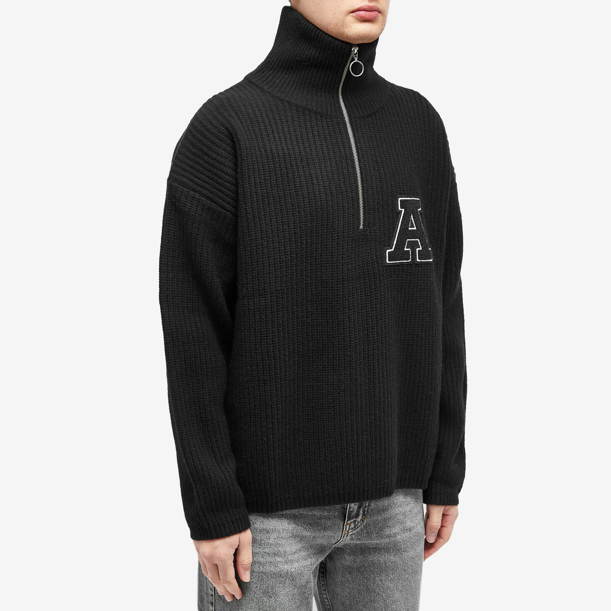 Axel Arigato Men's Team Half Zip Knit in Black Axel Arigato
