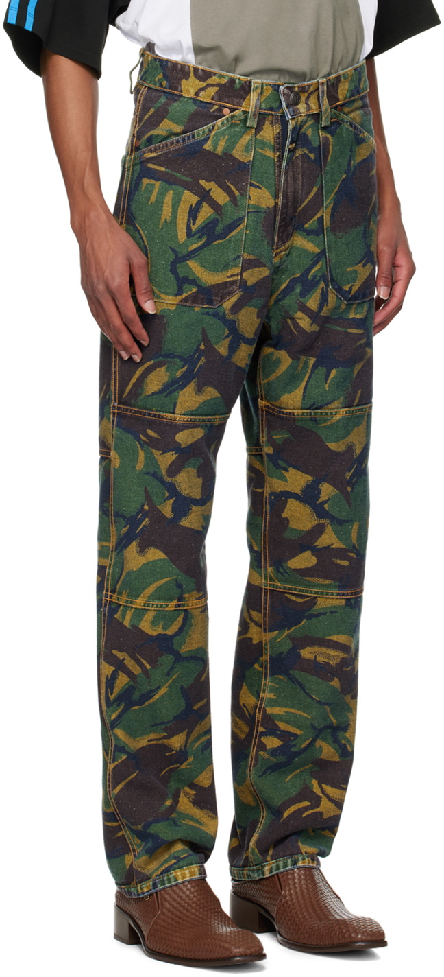 Martine Rose Blue & Khaki Camo Reversible Jeans