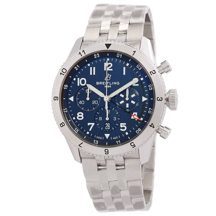 Photo: Breitling Super AVI B04 Tribute To Vought GMT 46mm Blue Dial Watch AB04451A1C1A1