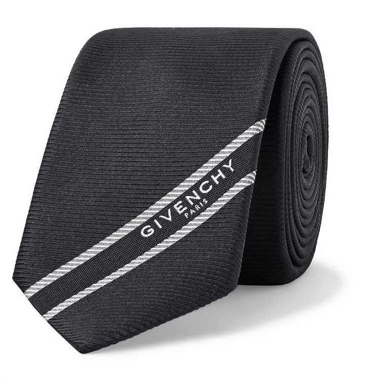 Photo: Givenchy - 6.5cm Logo-Jacquard Webbing-Trimmed Silk-Faille Tie - Black