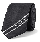 Givenchy - 6.5cm Logo-Jacquard Webbing-Trimmed Silk-Faille Tie - Black