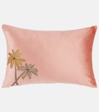 Les-Ottomans Palms embroidered velvet cushion