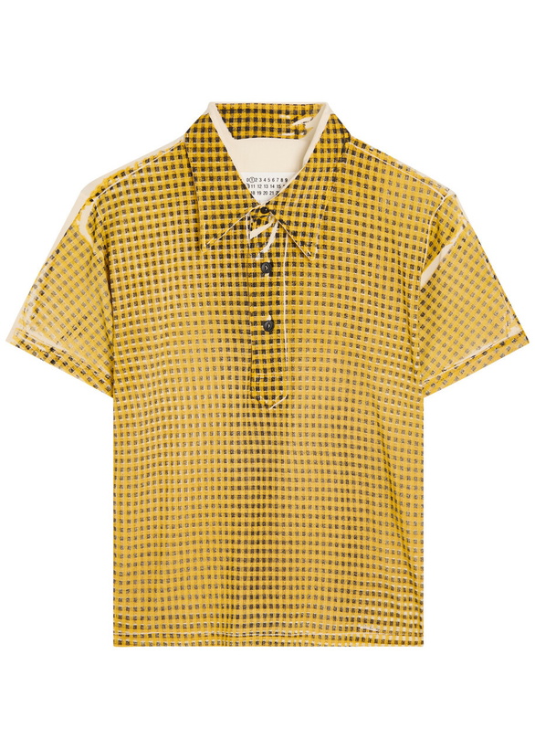 Photo: Maison Margiela Checked Stretch-jersey Polo Shirt Yellow Lemon