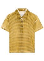 Maison Margiela Checked Stretch-jersey Polo Shirt Yellow Lemon
