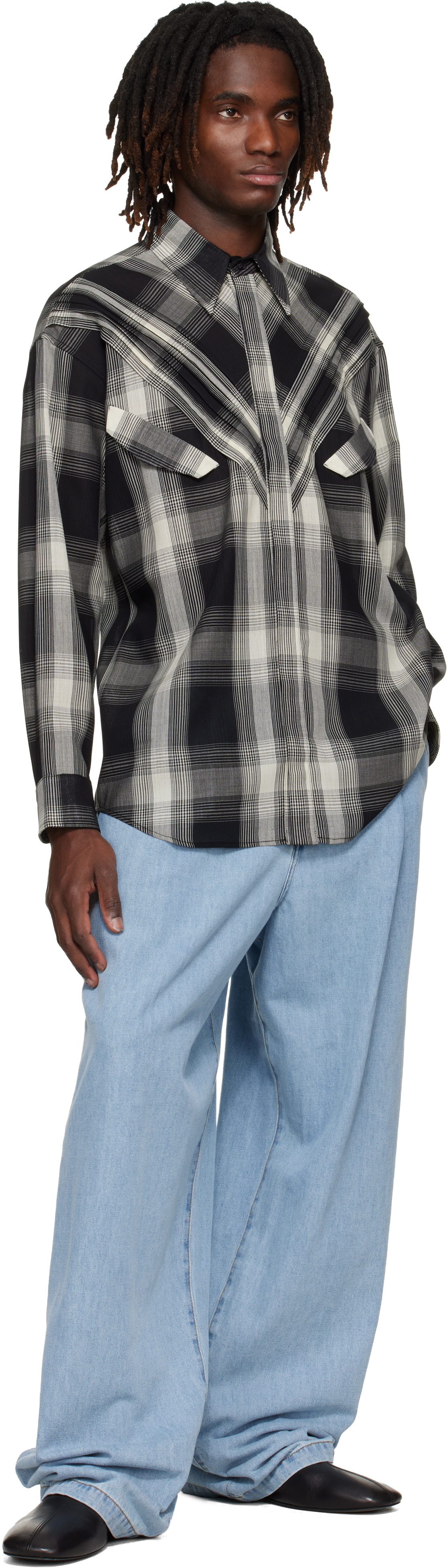 Stefan Cooke Black & Off-White Chevron Shirt