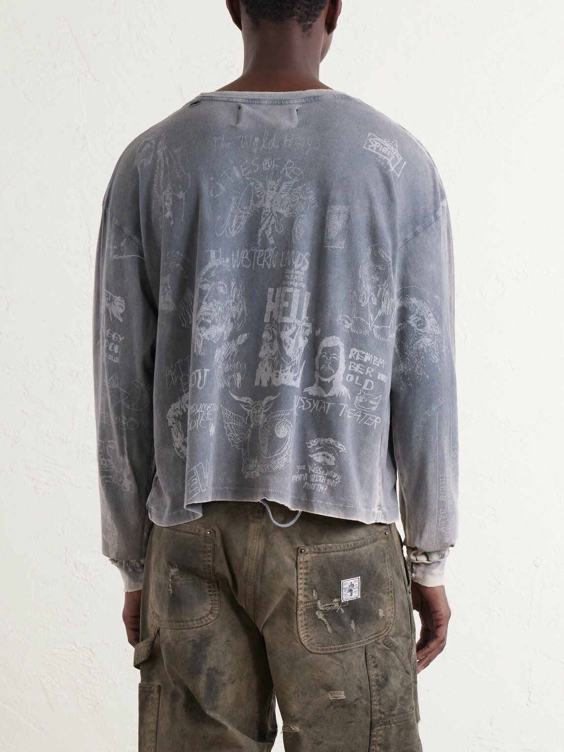 Paly Hollywood - Bethlehem Inn Distressed Printed Cotton-Jersey Shirt - Gray