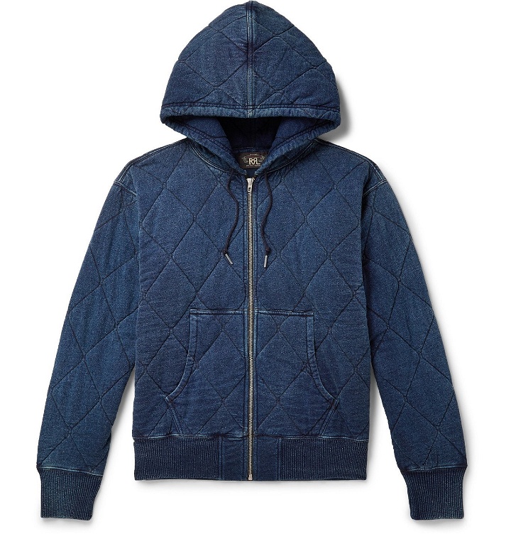 Photo: RRL - Quilted Cotton-Jersey Zip-Up Hoodie - Blue