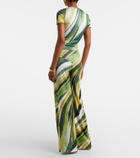 Christopher Esber Printed ribbed-knit jersey wide-leg pants