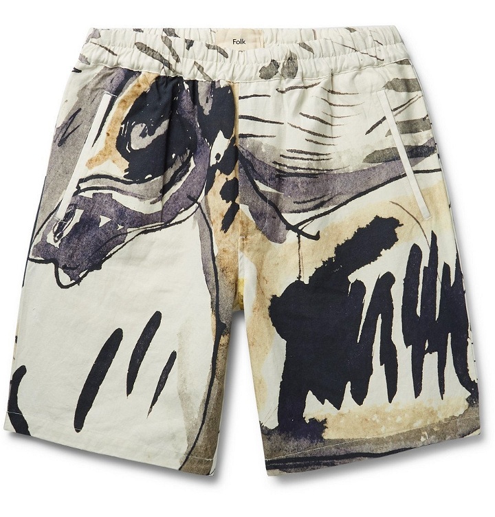 Photo: Folk - Goss Brothers Orpheus Printed Linen and Cotton-Blend Shorts - Neutral