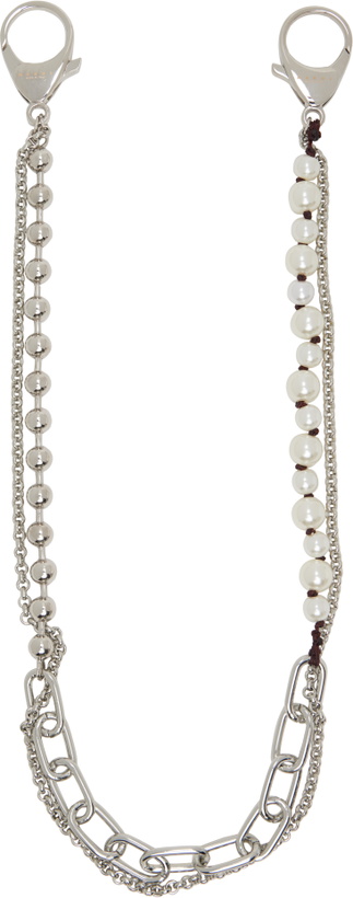 Photo: Marni Silver & White Metal & Faux-Pearls Charm Wallet Chain