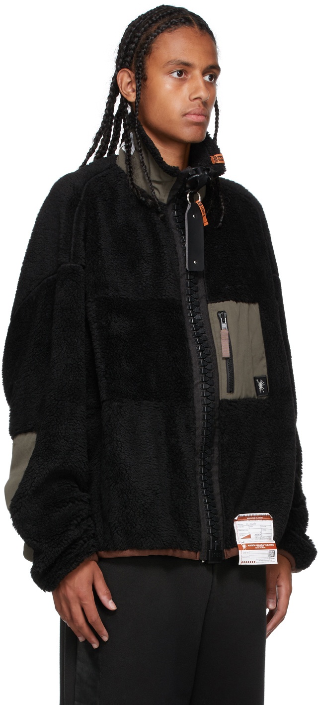 Miharayasuhiro Black Boa Fleece Zip-Up Jacket Miharayasuhiro