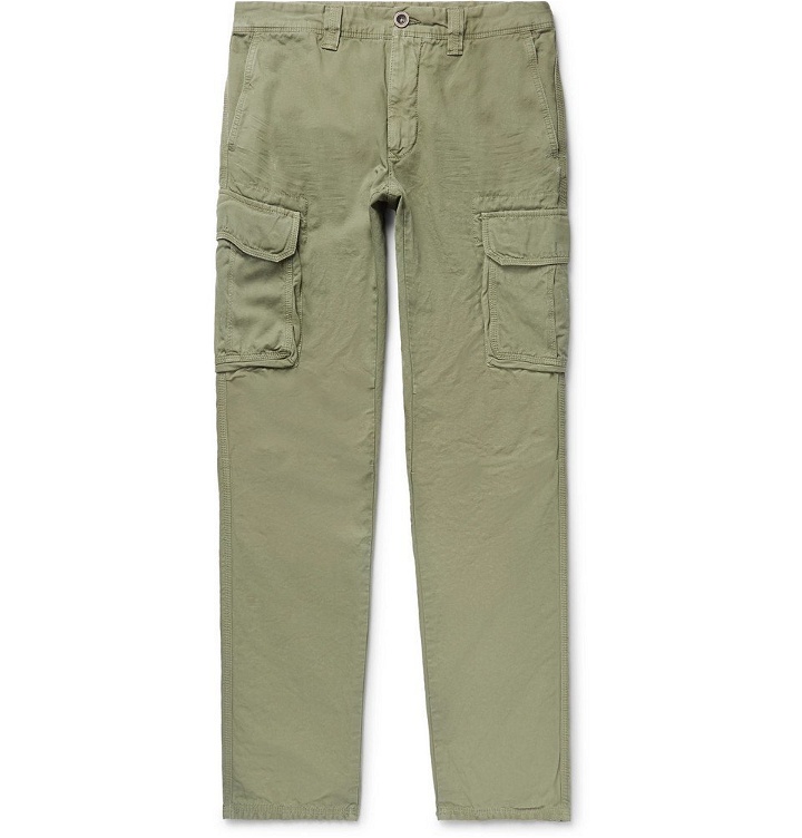 Photo: Incotex - Slim-Fit Cotton and Linen-Blend Cargo Trousers - Men - Green