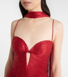 Maria Lucia Hohan Pleated scarf-detail silk bustier gown