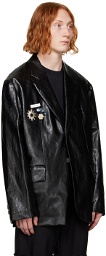 Song for the Mute Black Square Faux-Leather Blazer