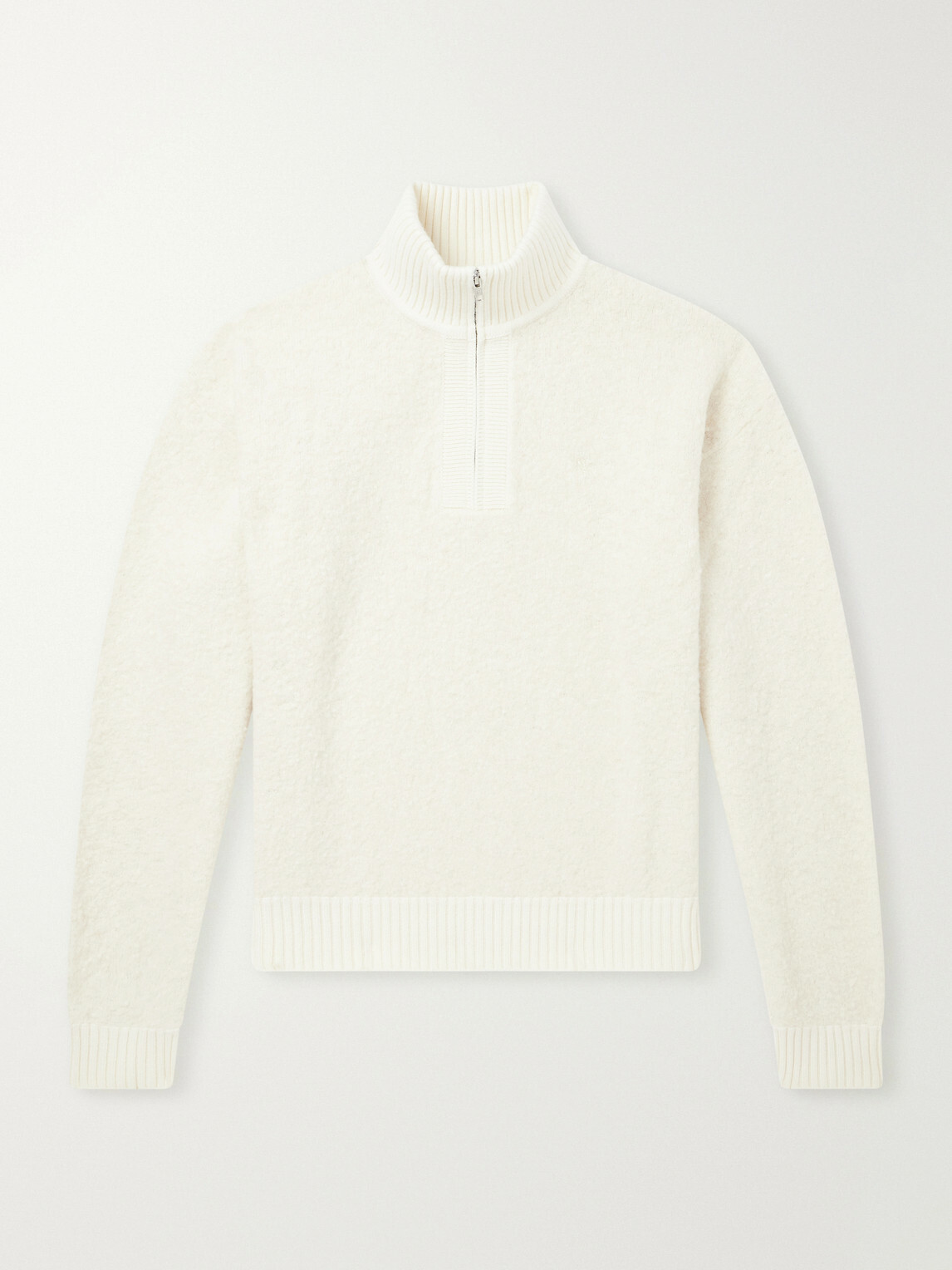 Aimé Leon Dore - Felted Wool-Blend Half-Zip Sweater - White