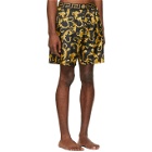 Versace Underwear Black and Yellow Brocade Swim Shorts