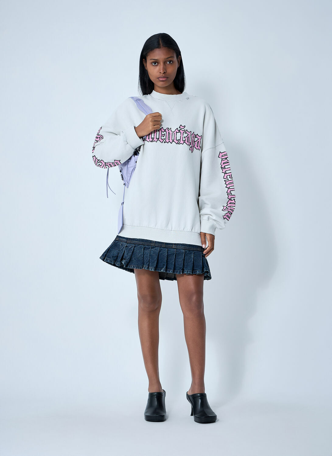 Balenciaga Logo Motif Sweatshirt Dress