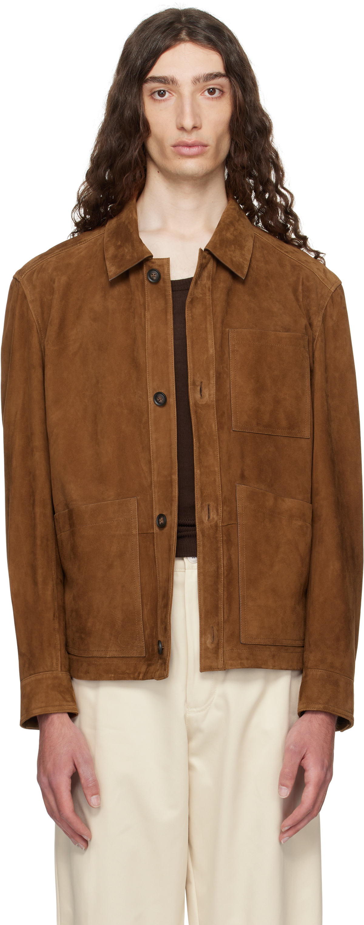 BOSS Brown Regular-Fit Nappalan Suede Jacket BOSS