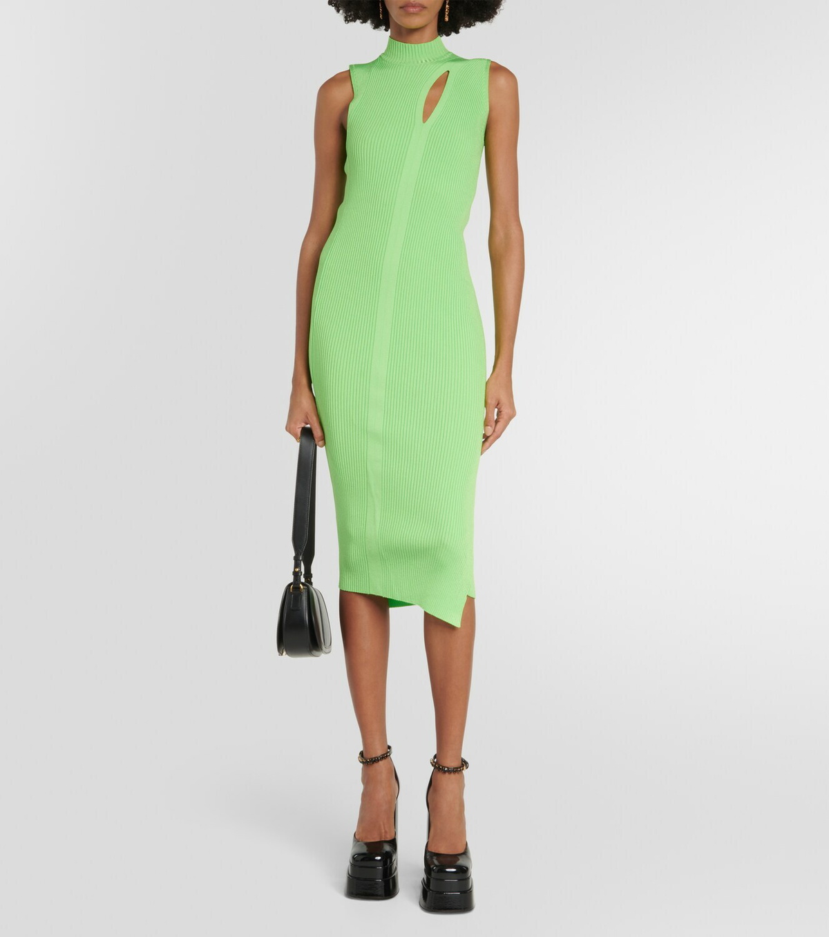 Versace Cutout turtleneck knit midi dress Versace