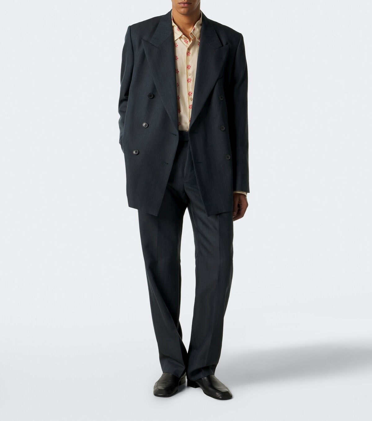 Dries Van Noten Herringbone wool straight pants