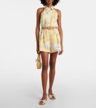 Zimmermann Acacia floral halterneck linen romper