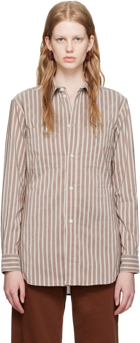 LEMAIRE Taupe Striped Shirt Lemaire