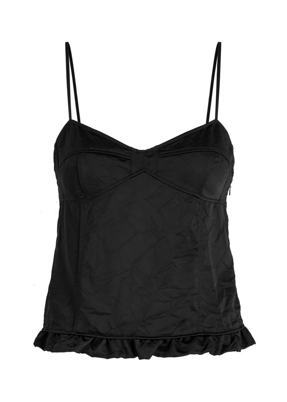 Photo: Meryll Rogge Ruffle hem Satin top Black