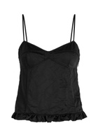 Meryll Rogge Ruffle hem Satin top Black