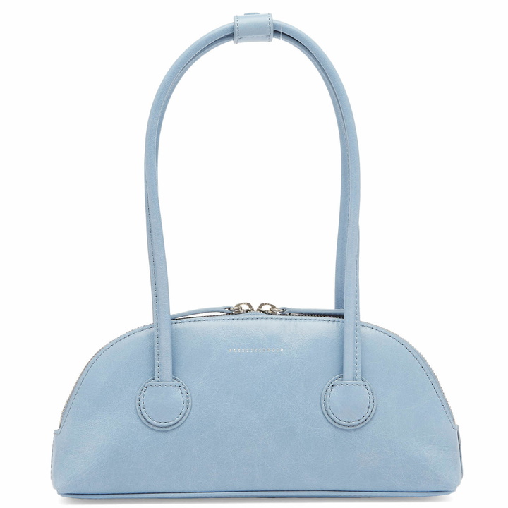 Photo: MARGESHERWOOD Women's Bessette Shoulder Bag in Pastel Blue Pull Up 