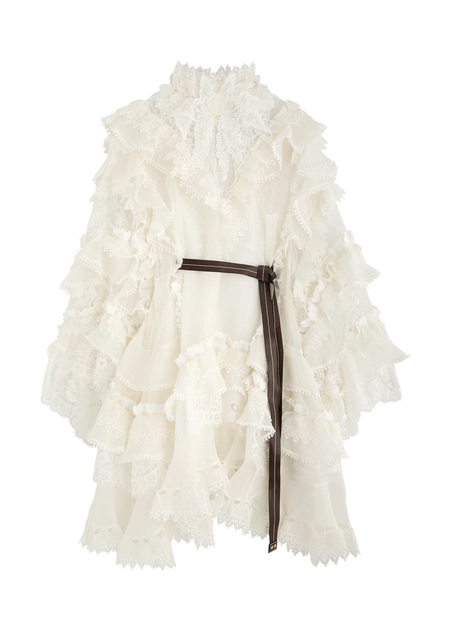 【Zimmermann】ILLUSTRATION RUFFLED MINI ラッフル ミニドレス Zimmermann Illustration Flounce Mini Dress | forward
