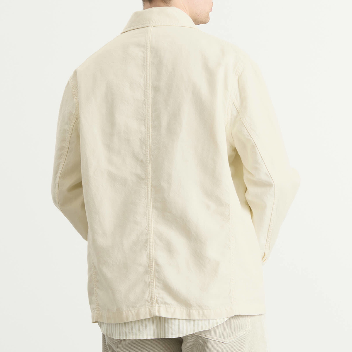 Auralee Men's Wool Cotton Linen Ox Work Jacket in Off White