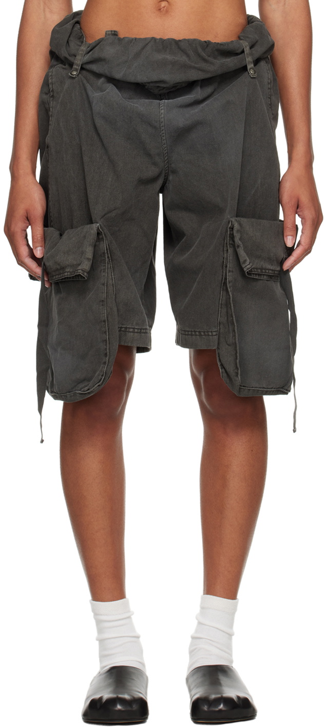 パンツ OPEN YY : 25SS / JEAN EFFECT JERSEY SHORTS (BLACK) Open Yy Black & Blue Jean Effect Jersey Shorts | ModeSens