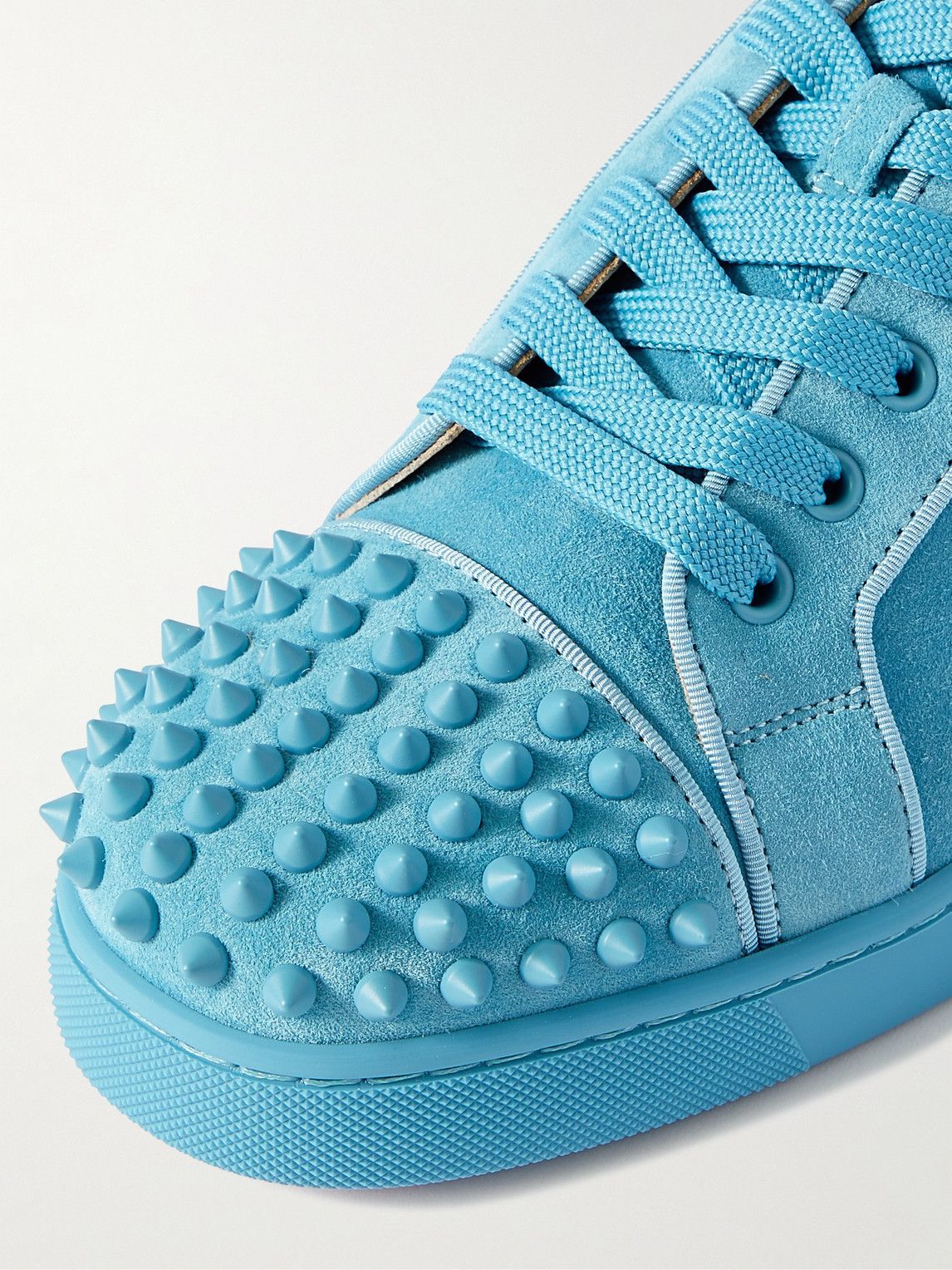 Christian Louboutin - Louis Junior Spikes Cap-Toe Suede Sneakers - Blue  Christian Louboutin