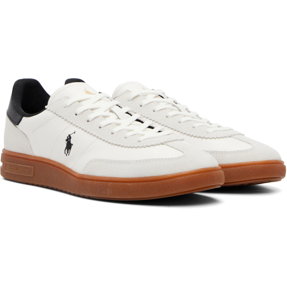 Polo Ralph Lauren White Bedford Leather-Suede Sneakers