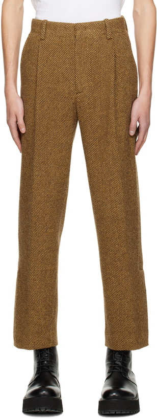 Photo: Solid Homme Brown Pleated Wide Trousers