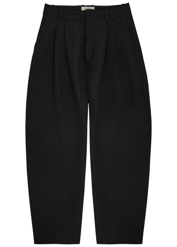 Photo: Studio Nicholson Line Pleated Linen and Wool-blend Trousers Black