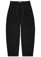 Studio Nicholson Line Pleated Linen and Wool-blend Trousers Black