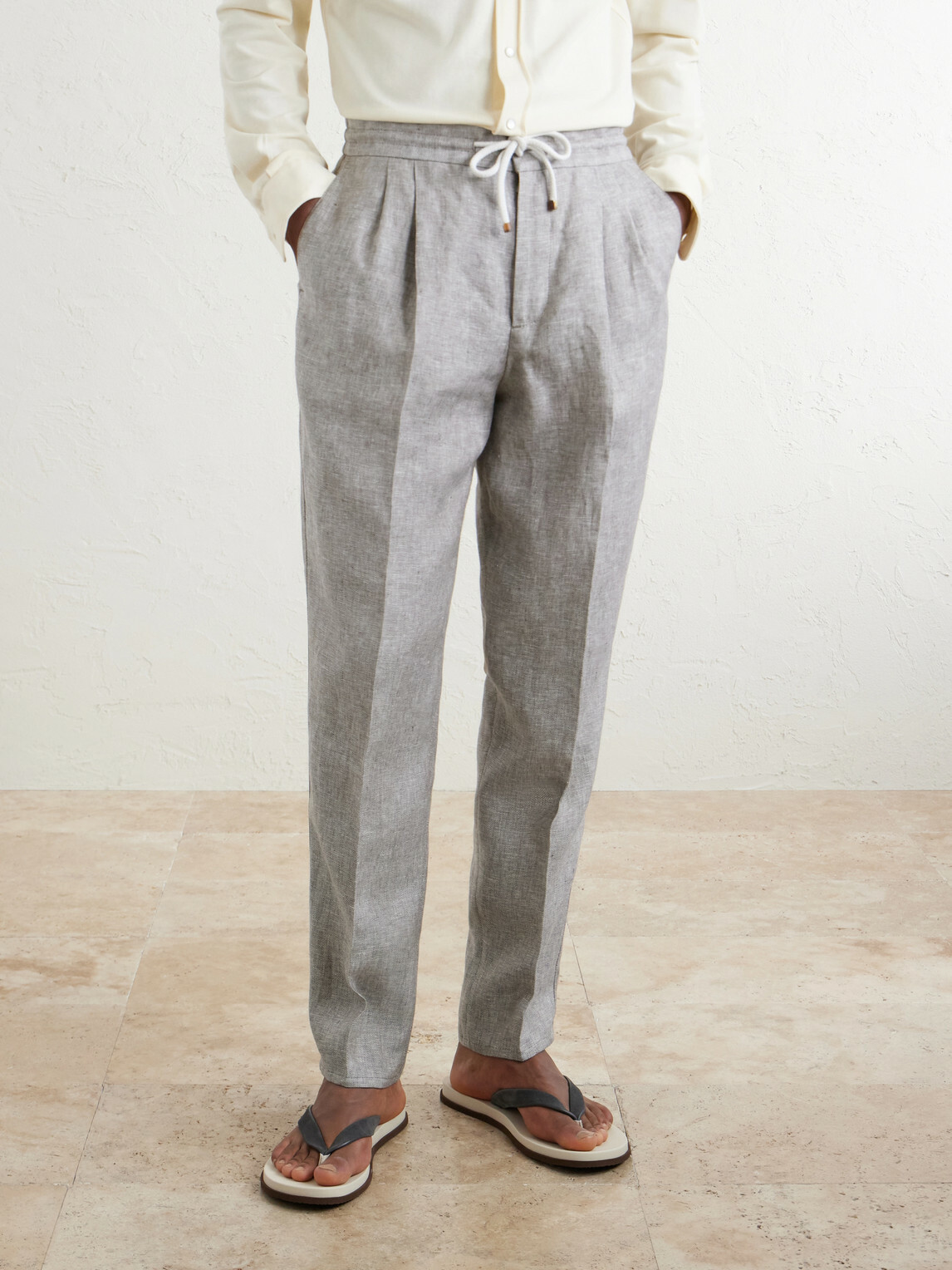 Brunello Cucinelli - Suede Flip Flops - Gray