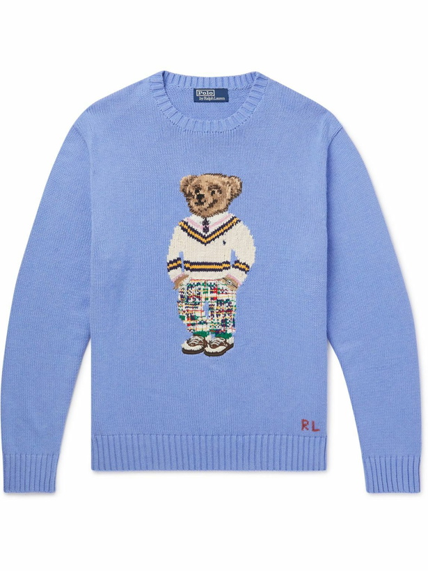 Photo: Polo Ralph Lauren - Logo-Jacquard Cotton Sweater - Blue