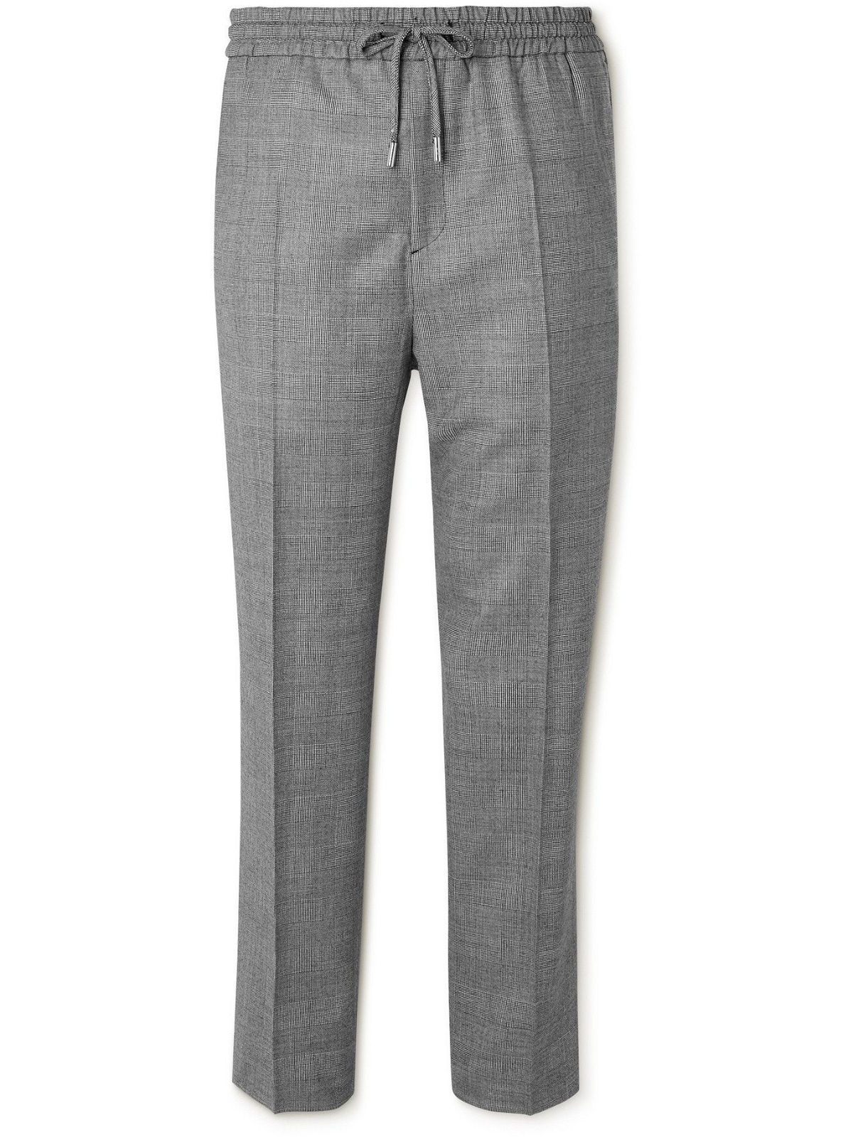 MR P.   Tapered Checked Virgin Wool Drawstring Golf Trousers