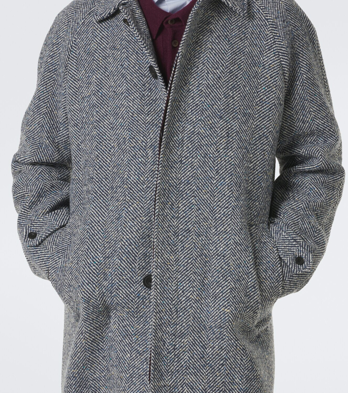Rubinacci Herringbone wool, silk, and cashmere coat