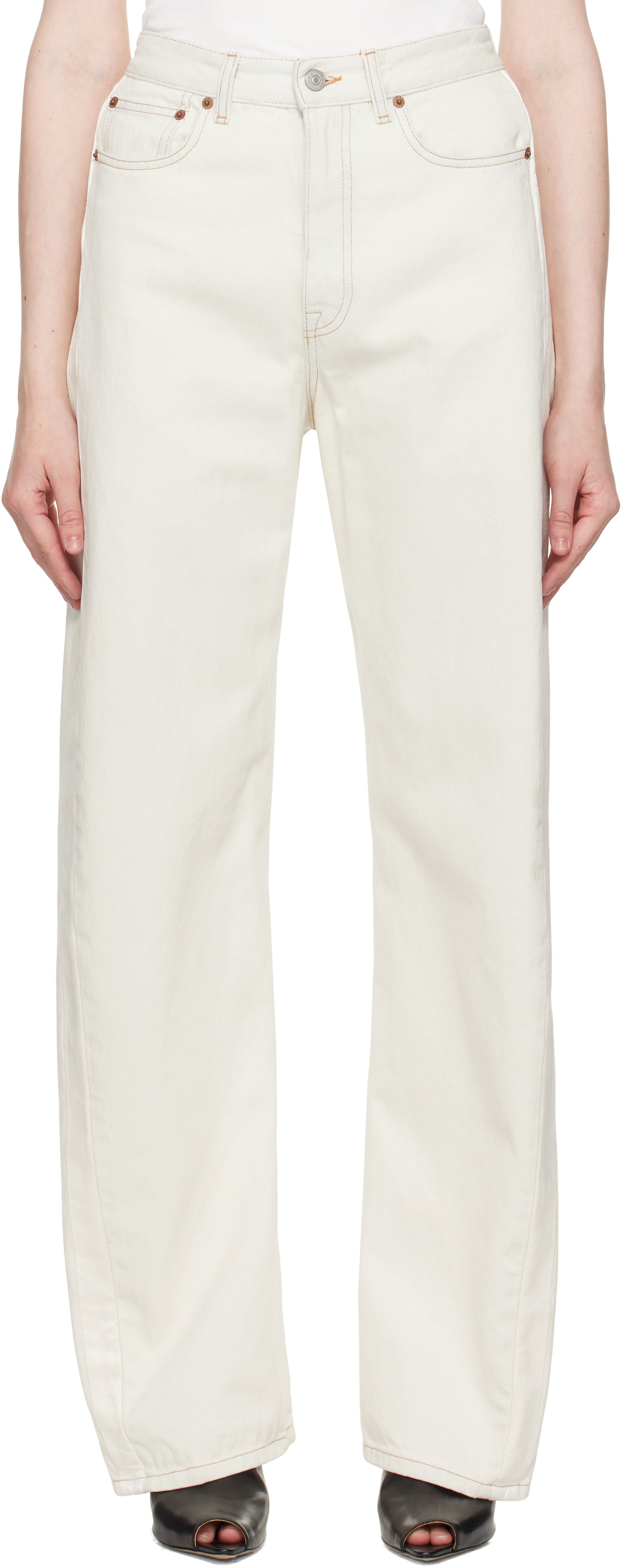 MM6 エムエムシックス デニムパンツ アイボリー 2122625F0065 off-white-5-pockets-jeans.jpg