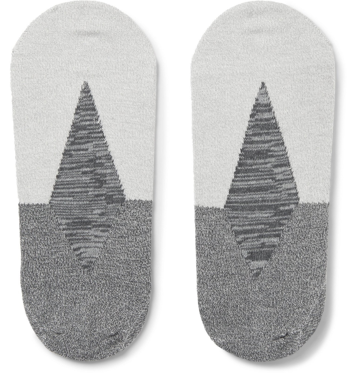 N/A - Colour-Block Mélange Stretch Cotton-Blend No-Show Socks - Gray