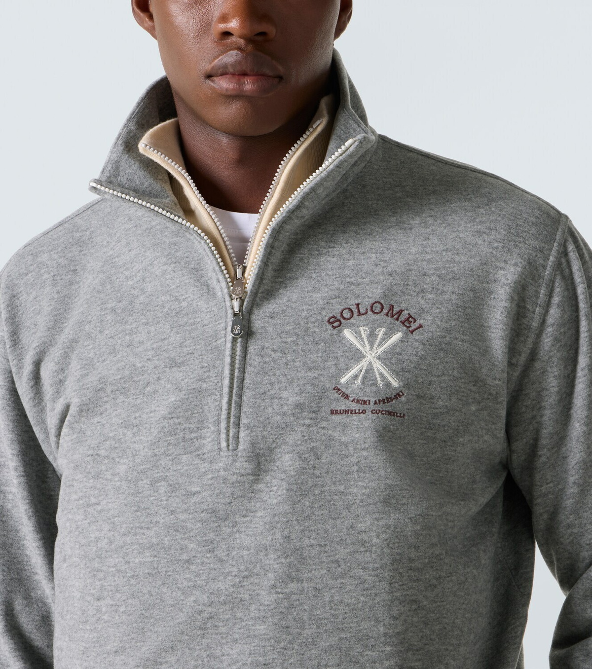Brunello Cucinelli Cashmere and cotton-blend half-zip sweatshirt