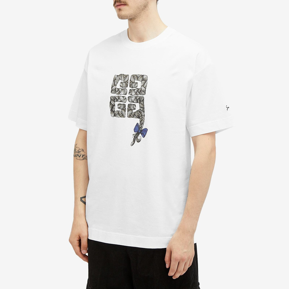Givenchy Men's 4G Braids T-Shirt in White Givenchy