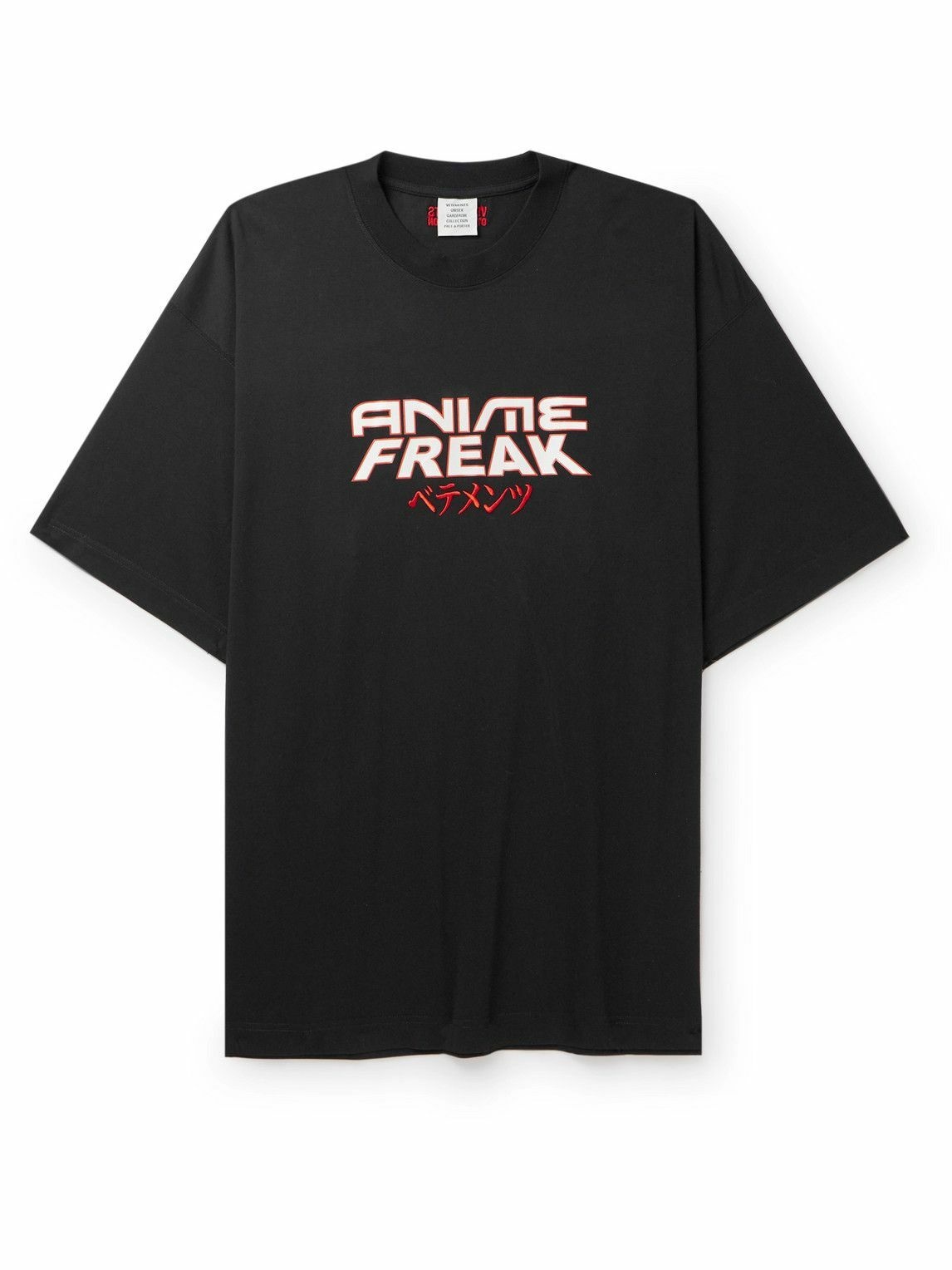 Photo: VETEMENTS - Anime Freak Oversized Printed Embroidered Cotton-Jersey T-Shirt - Black