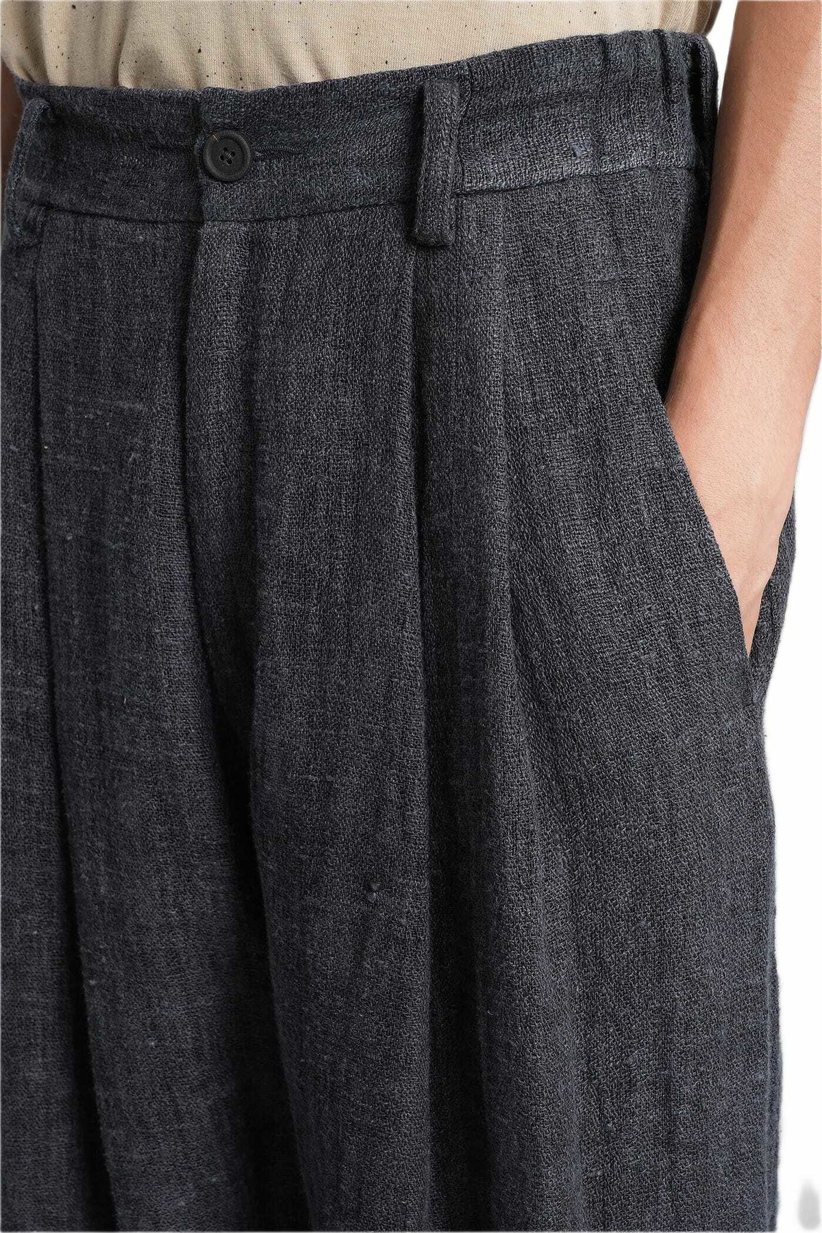 Ziggy Chen Pants In Blue Linen